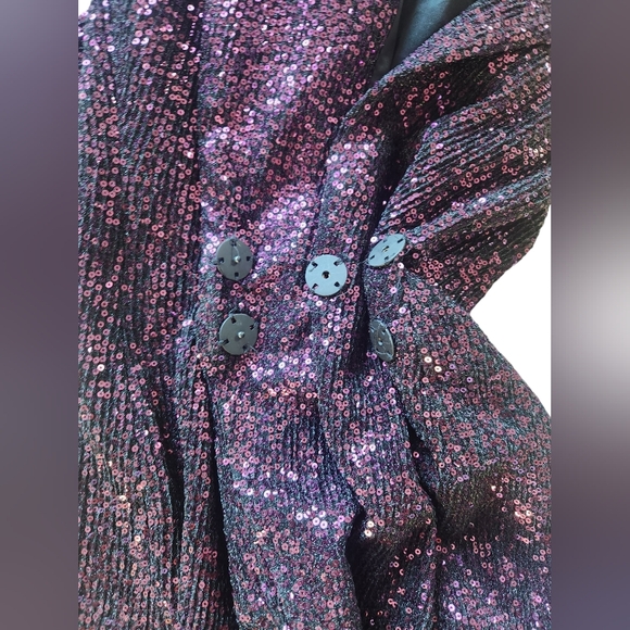 ZARA NWT WOMAN SEQUIN COLLAR BLAZER MINI DRESS Purple Size Medium Purple - Picture 7 of 16
